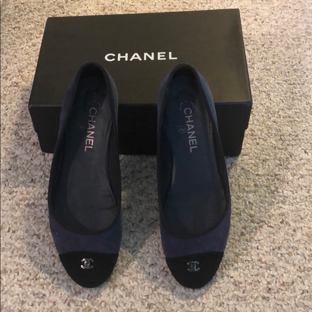 Chanel two-tone suede flats